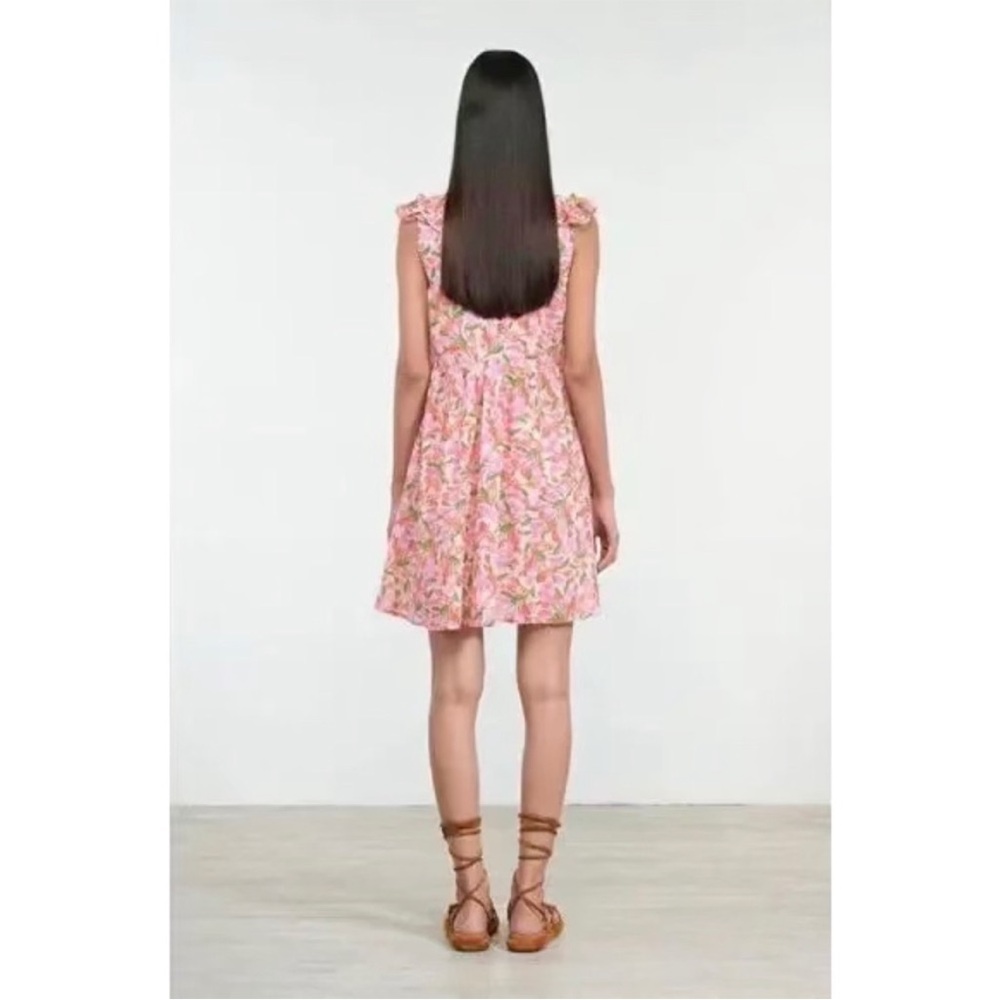 Banjanan Pink Green Floral Ellian Dress Flutter Cap Sleeve Size Small - Picture 4 of 12